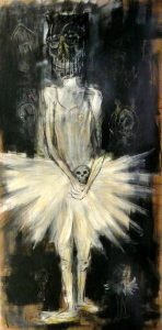 Danseuse avec tutu et têtes de mort